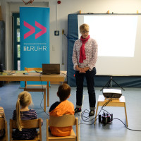 lit.RUHR 2020: Daniela Kulot mit "Krokodil, Giraffe und die große Überraschung" im Rahmen des lit.RUHR Vorschul-Buch-Programms. I ©Ast/Juergens I lit.RUHR